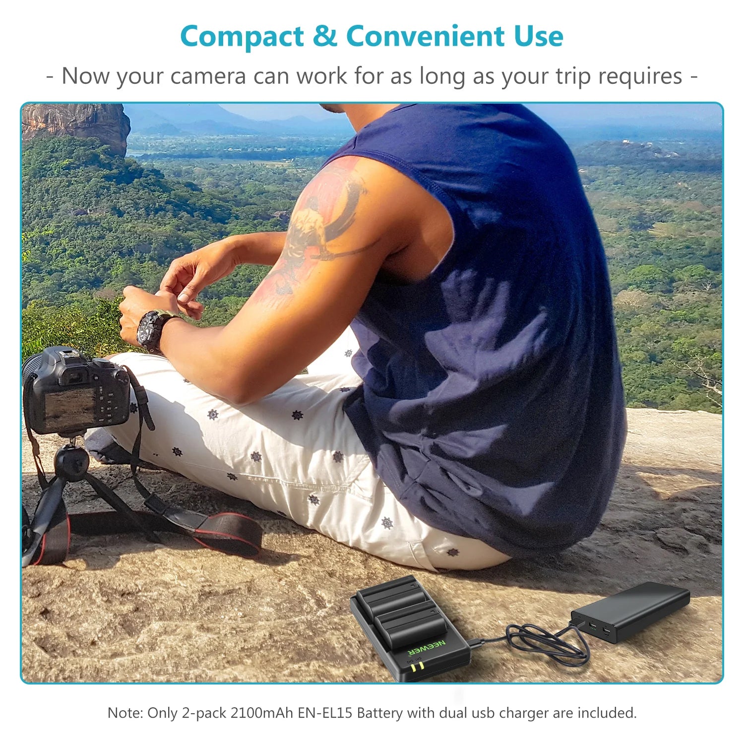 NEEWER Replacement Battery and Charger Set for Nikon EN-EL15