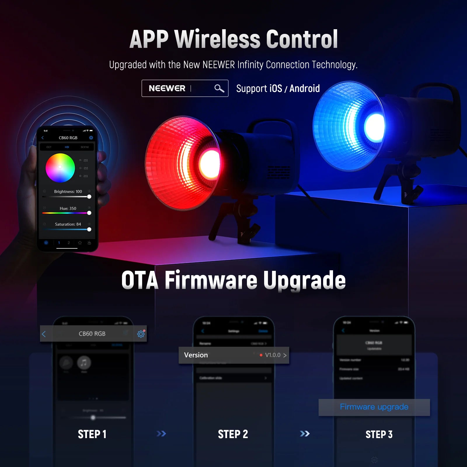 NEEWER RGB CB60C 70W CRI 97+ LED Video Light