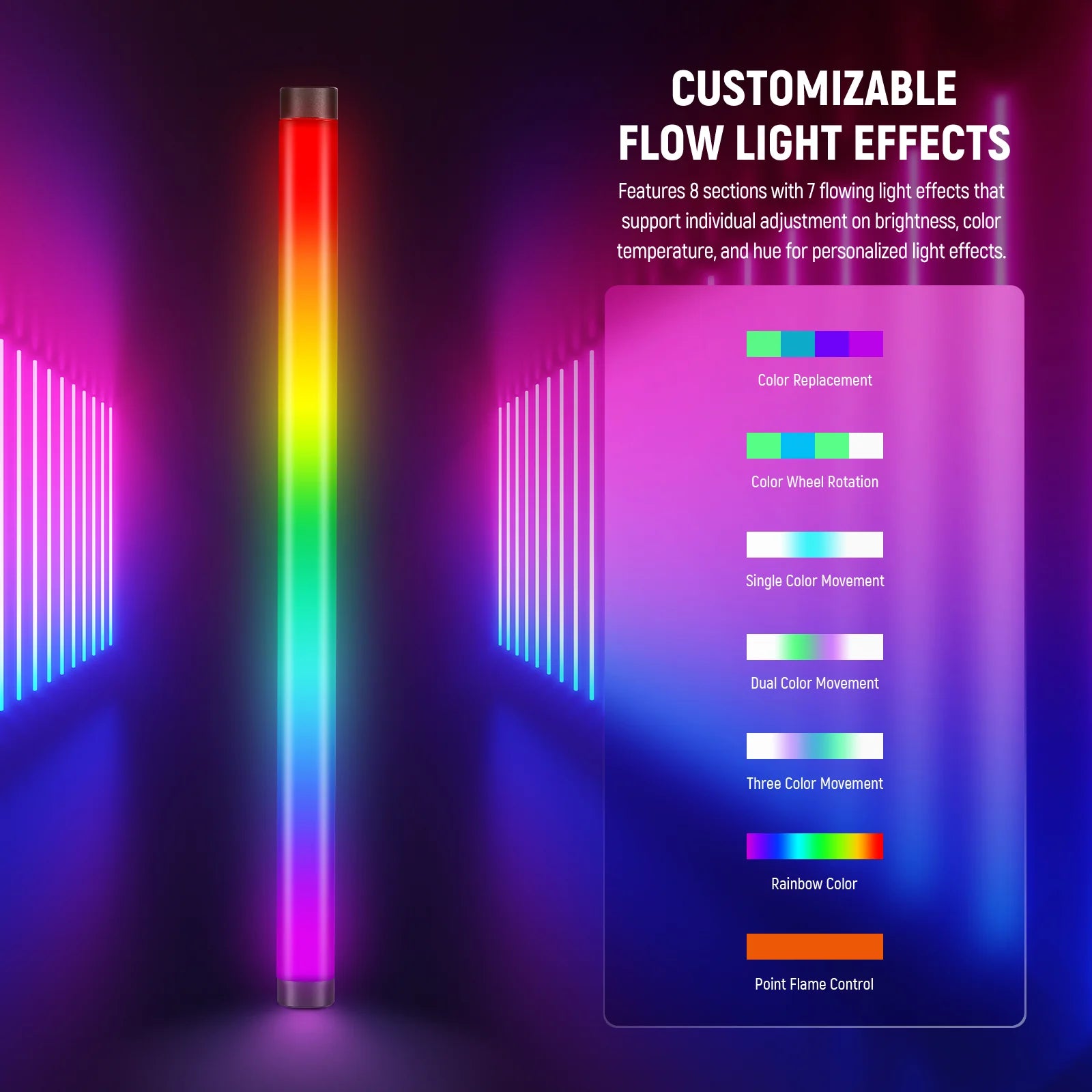 NEEWER TL60 20W RGB Tube Light with APP/2.4G/DMX Control