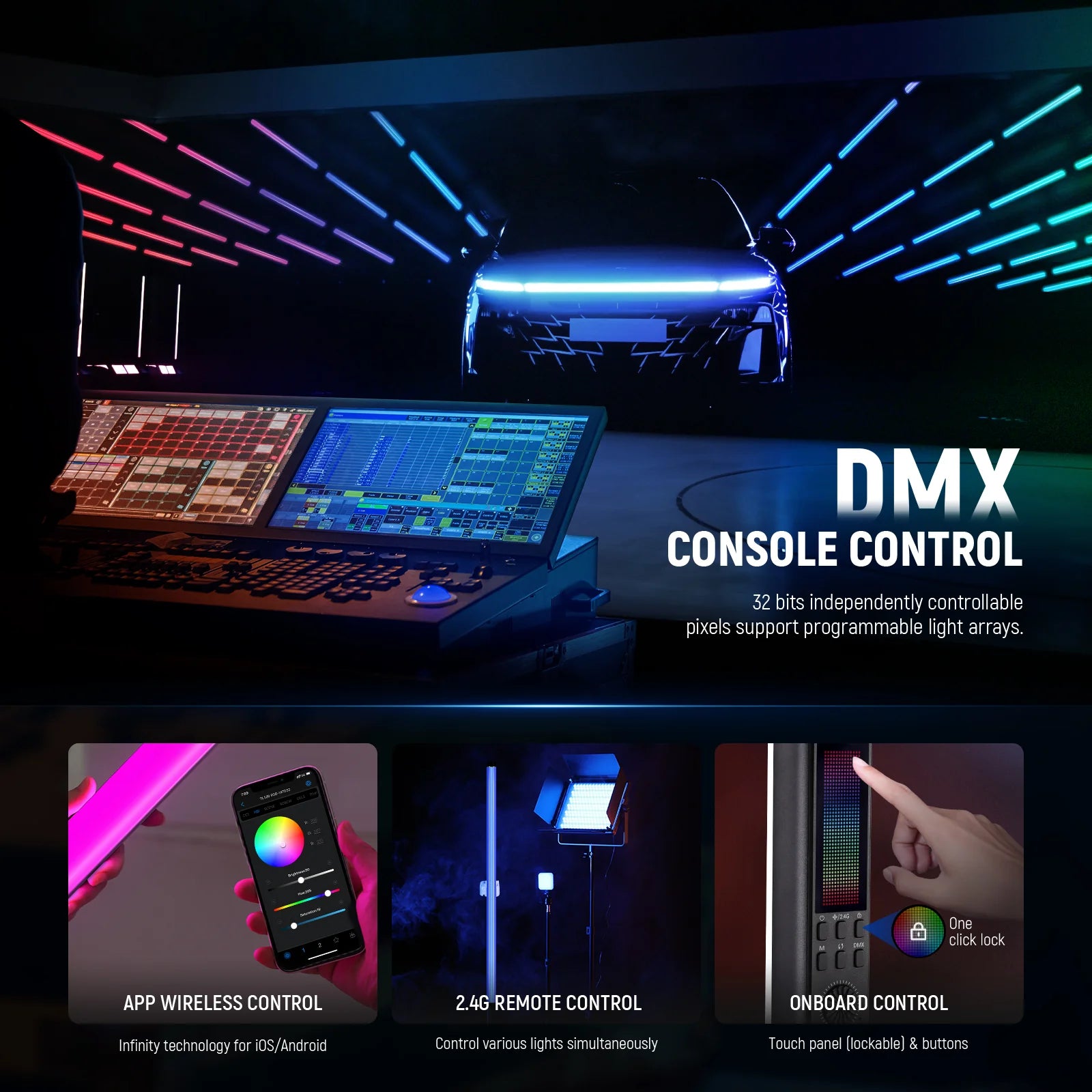 NEEWER TL120C 42W RGB Tube Light with APP/2.4G/DMX Control