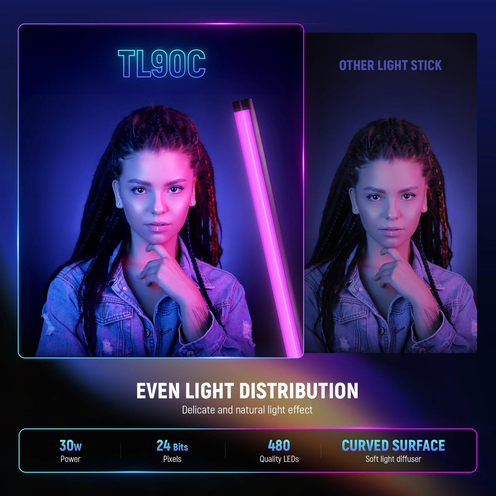 NEEWER TL90C 30W RGB Tube Light with APP/2.4G/DMX Control