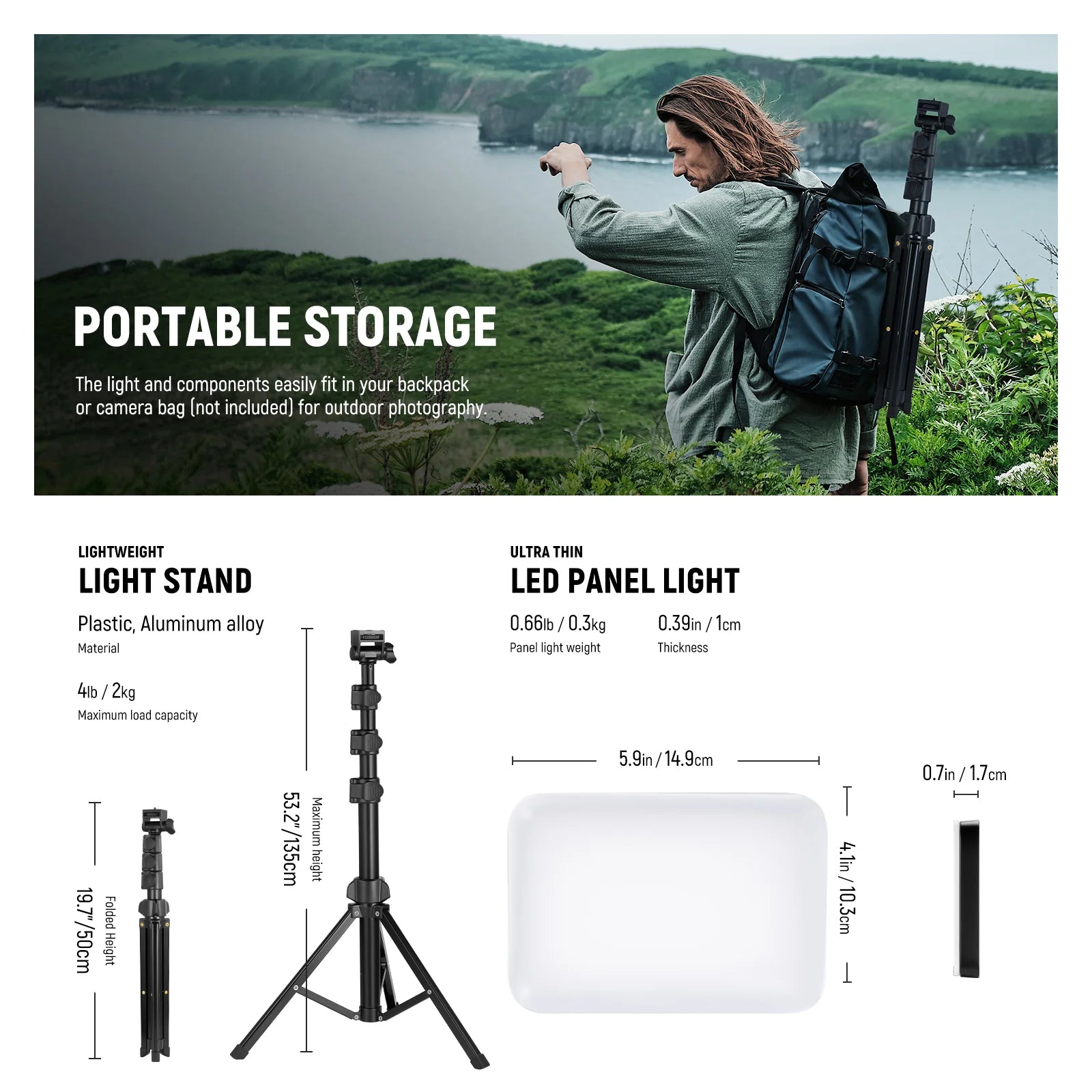 Neewer BASICS BP66 2 Pack Bi-Color Video Light Panel Lighting Kit