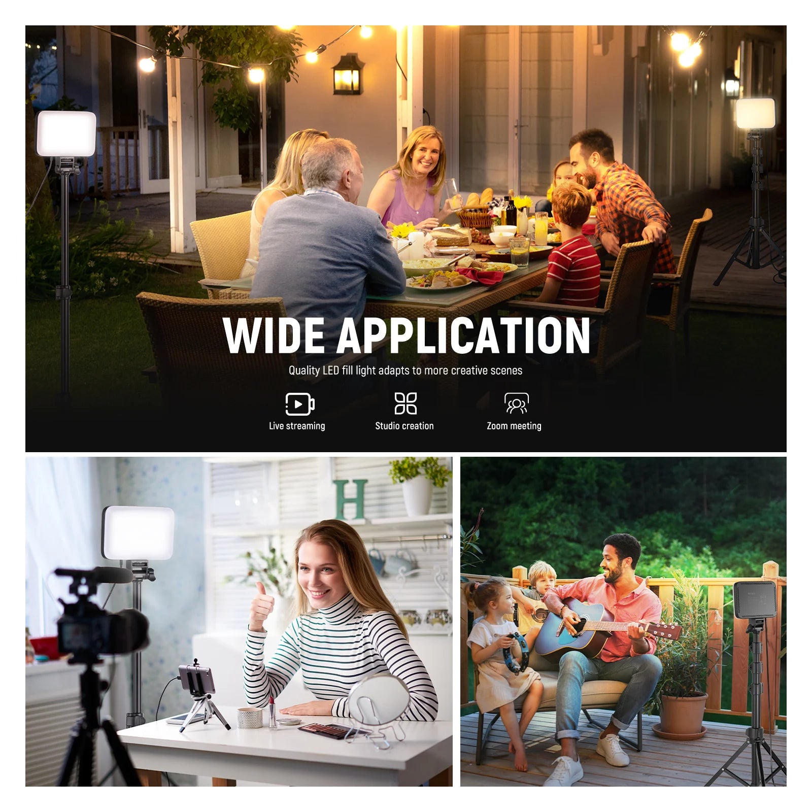 Neewer BASICS BP66 2 Pack Bi-Color Video Light Panel Lighting Kit