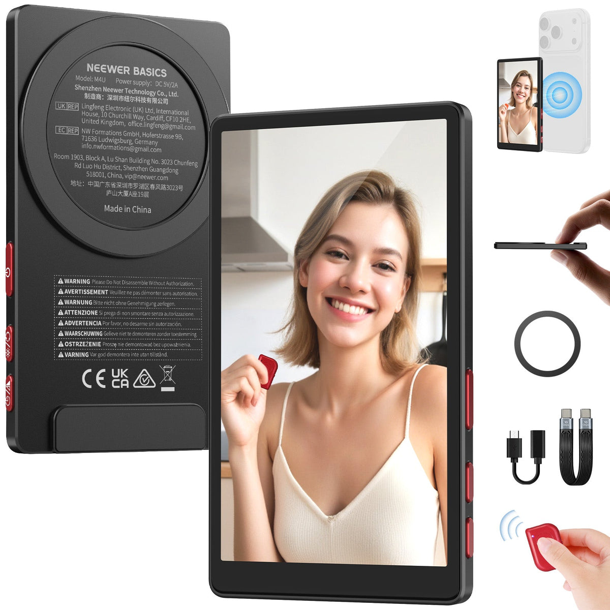 NEEWER BASICS M4U 4" Magnetic Vlog Selfie Monitor Screen for iPhone