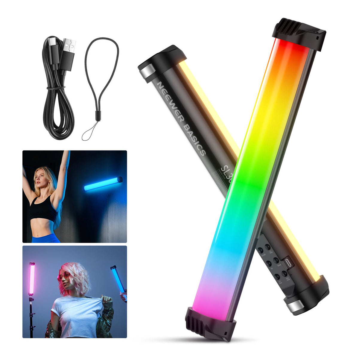 NEEWER BASICS SL30 (30cm - 8W) Magnetic Handheld RGB Light Wand