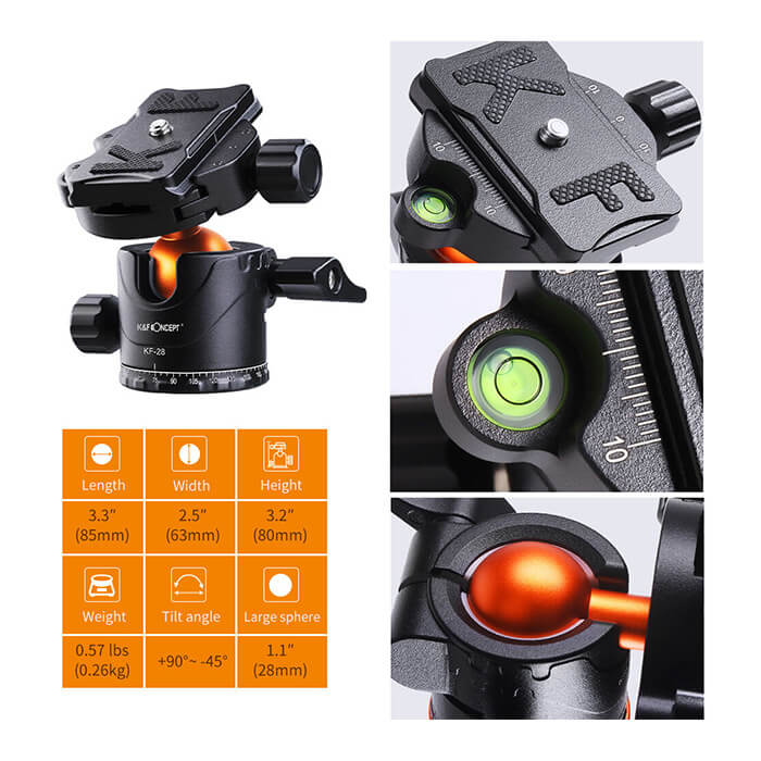 K&F SA254M2 DSLR Camera Tripod with Monopod and Ball Head Kit