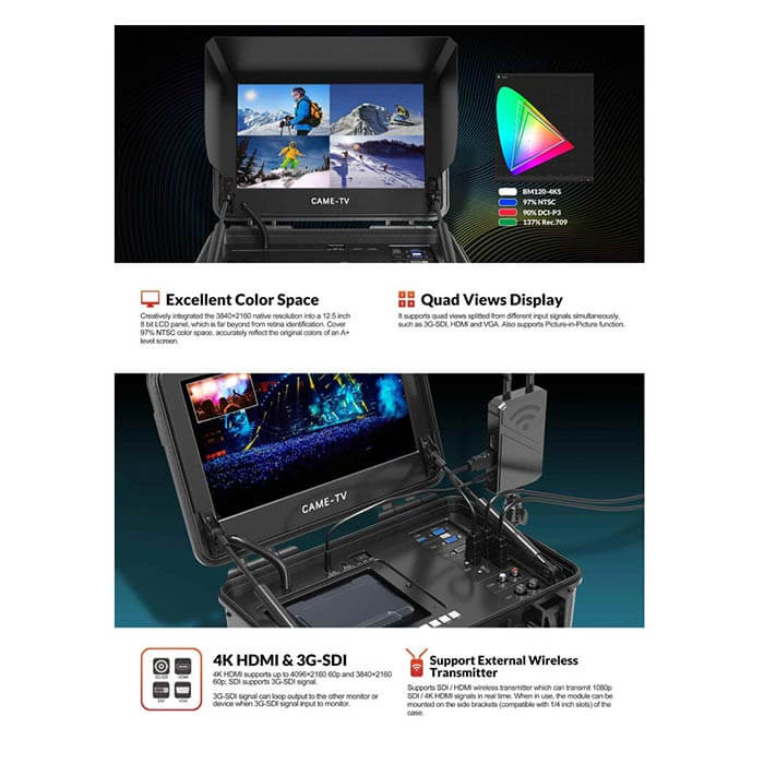 CAME-TV 12.5in 4K HDMI broadcast director monitor