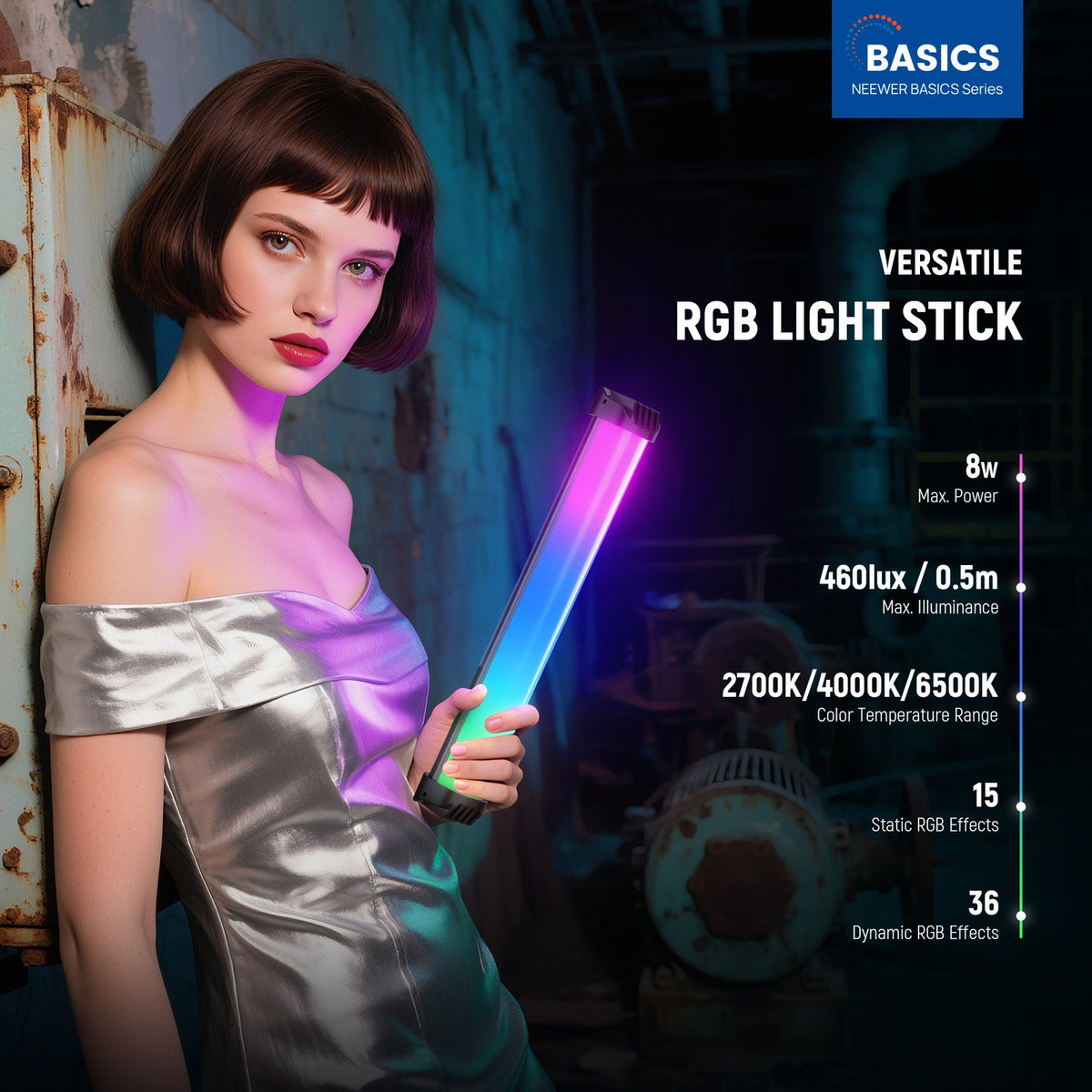 NEEWER BASICS SL30 (30cm - 8W) Magnetic Handheld RGB Light Wand