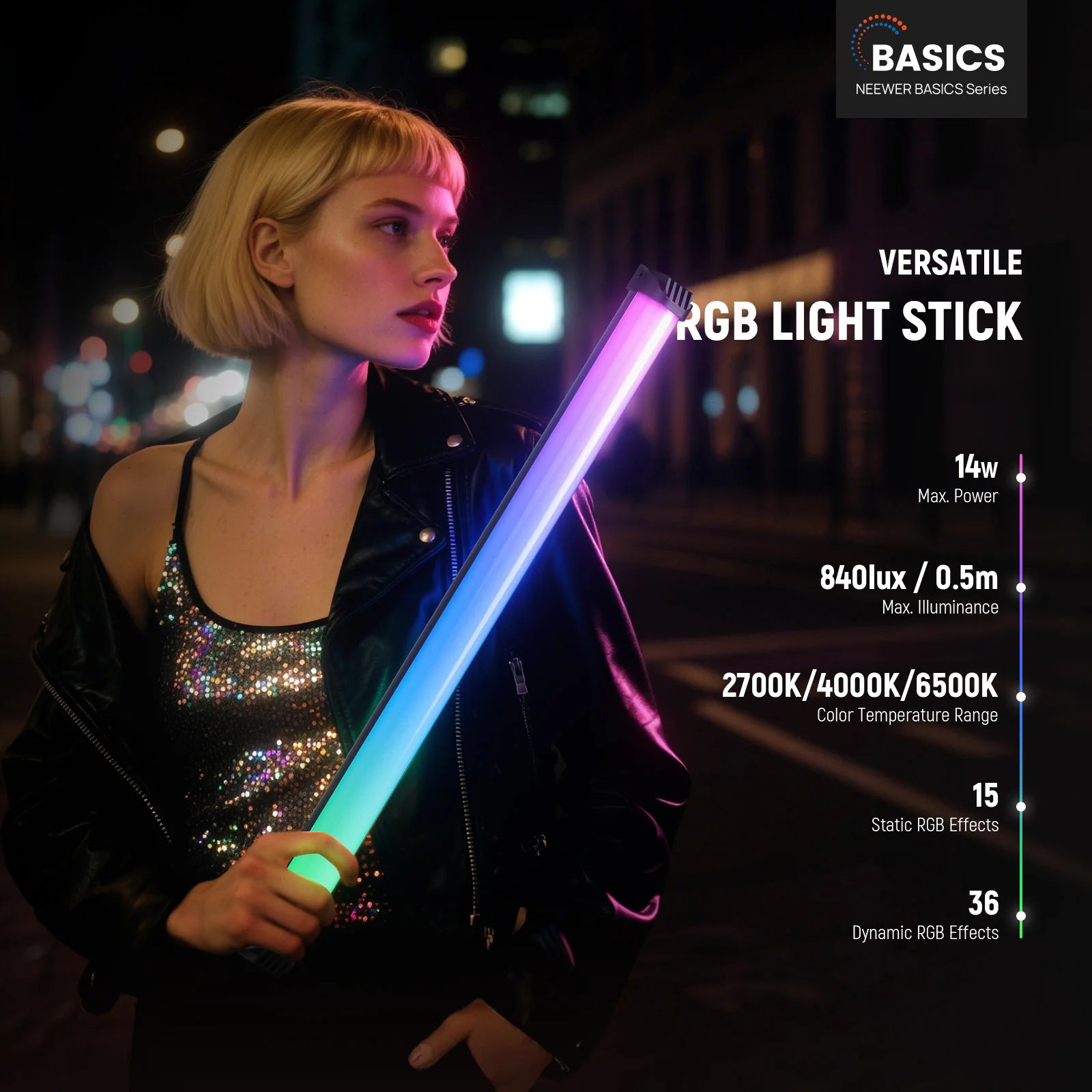 NEEWER BASICS SL50 21" Magnetic Handheld RGB Light Wand