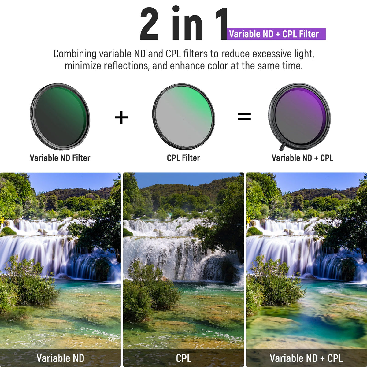 NEEWER True Colors 82mm Variable ND2-32 & CPL with Magnetic ND32 Filter Set