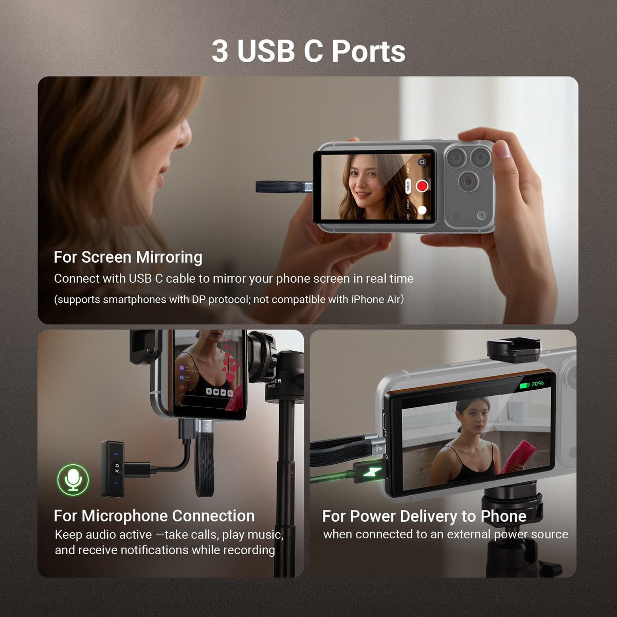 NEEWER BASICS M4U 4" Magnetic Vlog Selfie Monitor Screen for iPhone