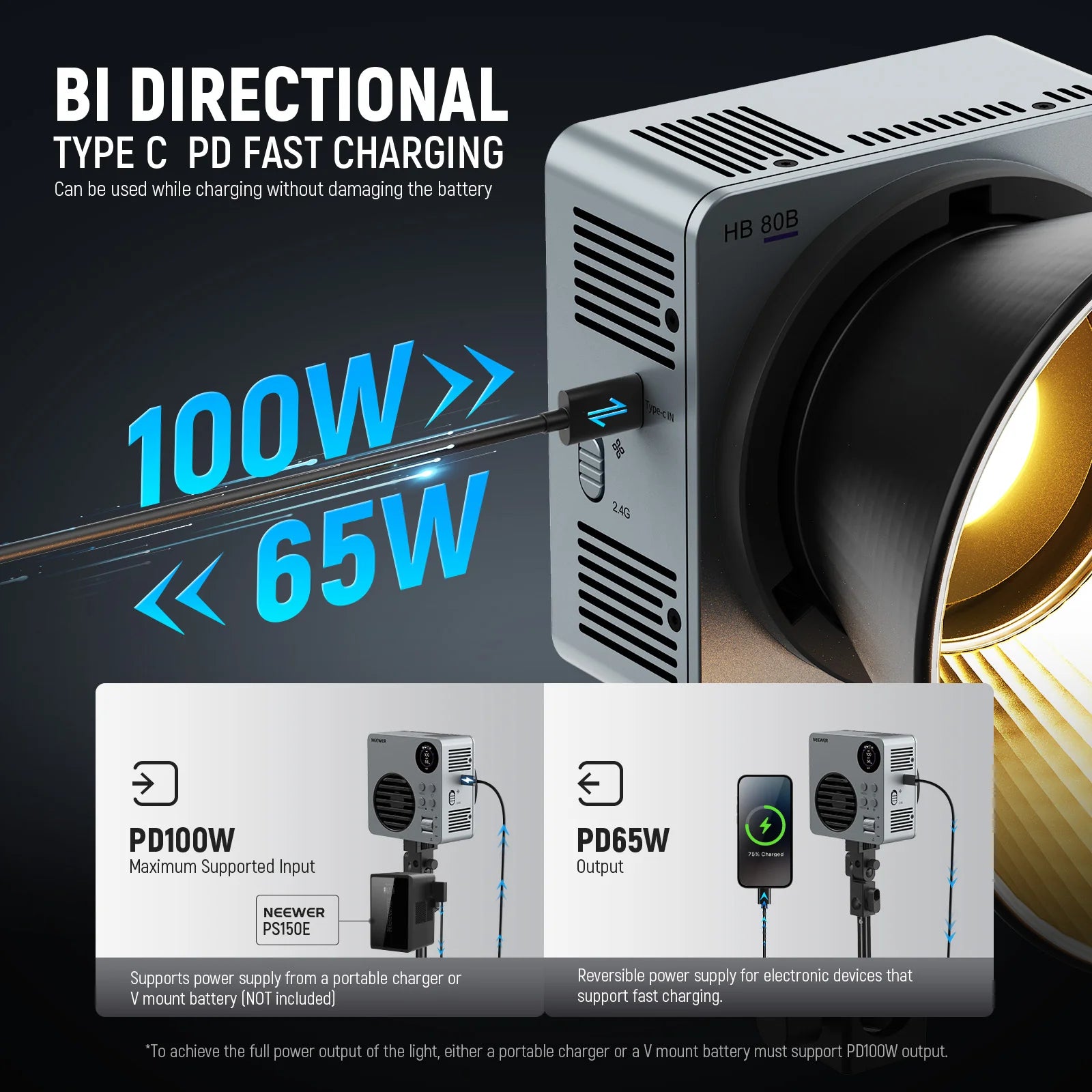 NEEWER HB80B 80W Bi-Color Mini COB LED Video Light