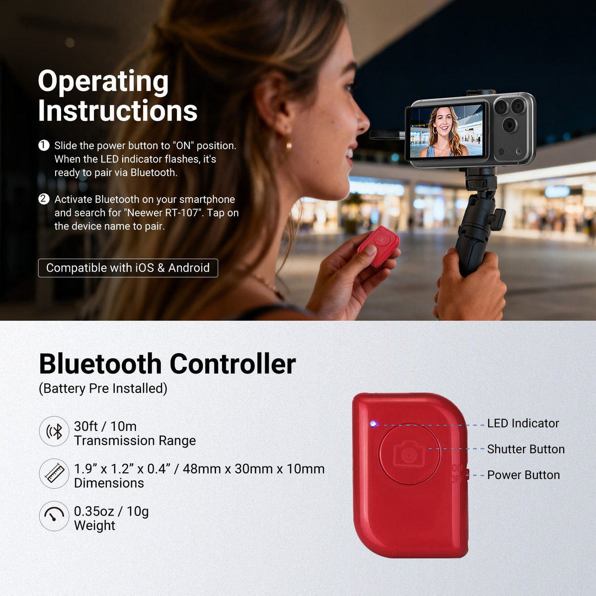 NEEWER BASICS M4U 4" Magnetic Vlog Selfie Monitor Screen for iPhone