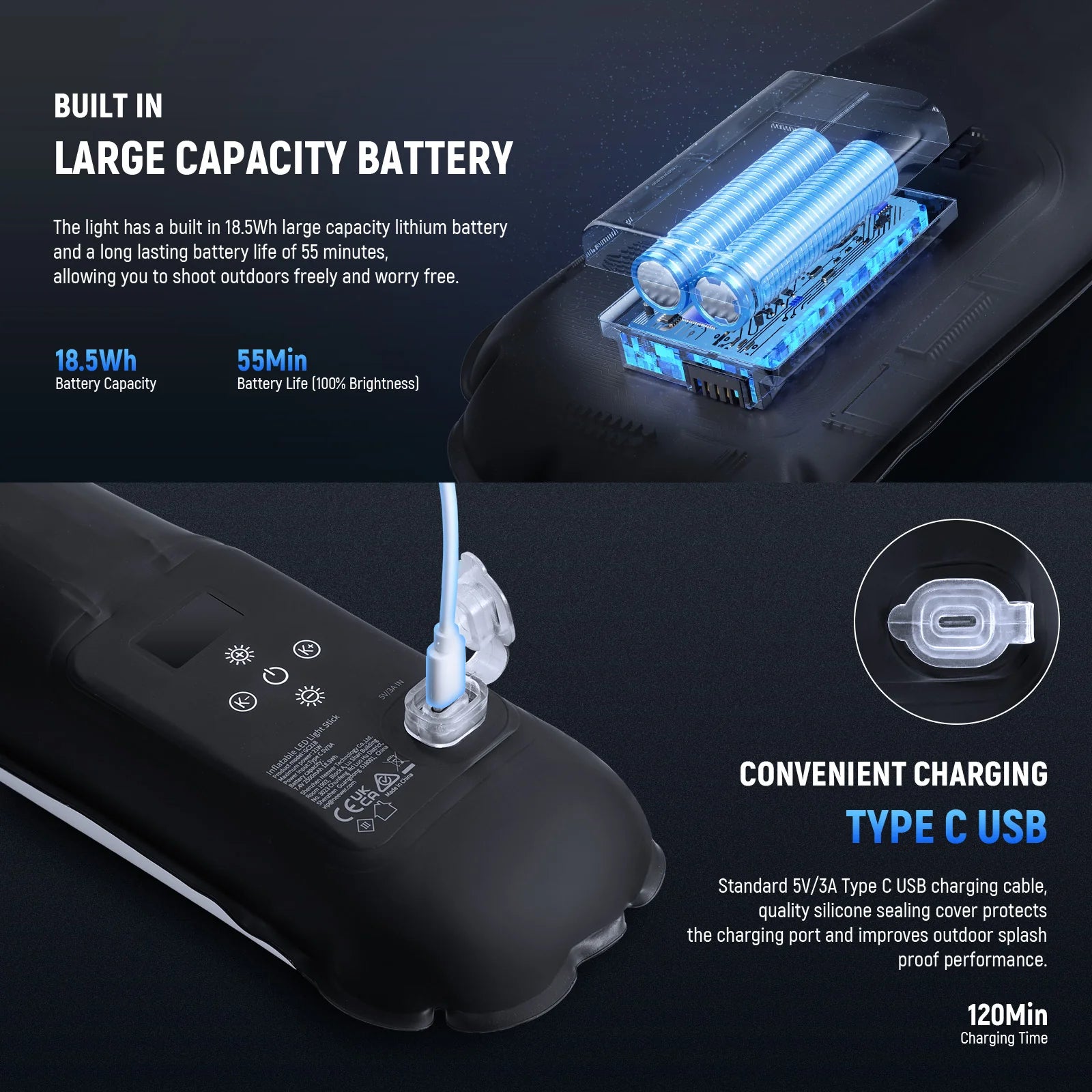 NEEWER BASICS GC21B 21W Bi-Color Handheld Inflatable LED Fill Light