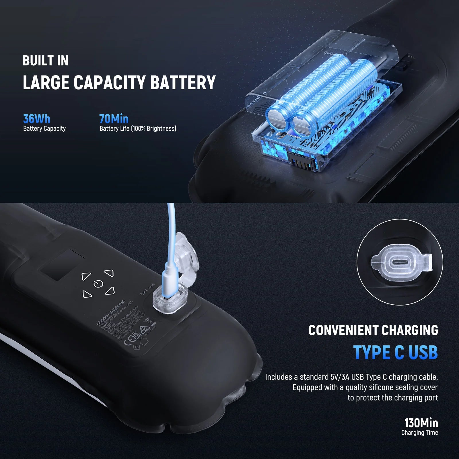 NEEWER BASICS GC30C 30W RGB Handheld Inflatable LED Fill Light