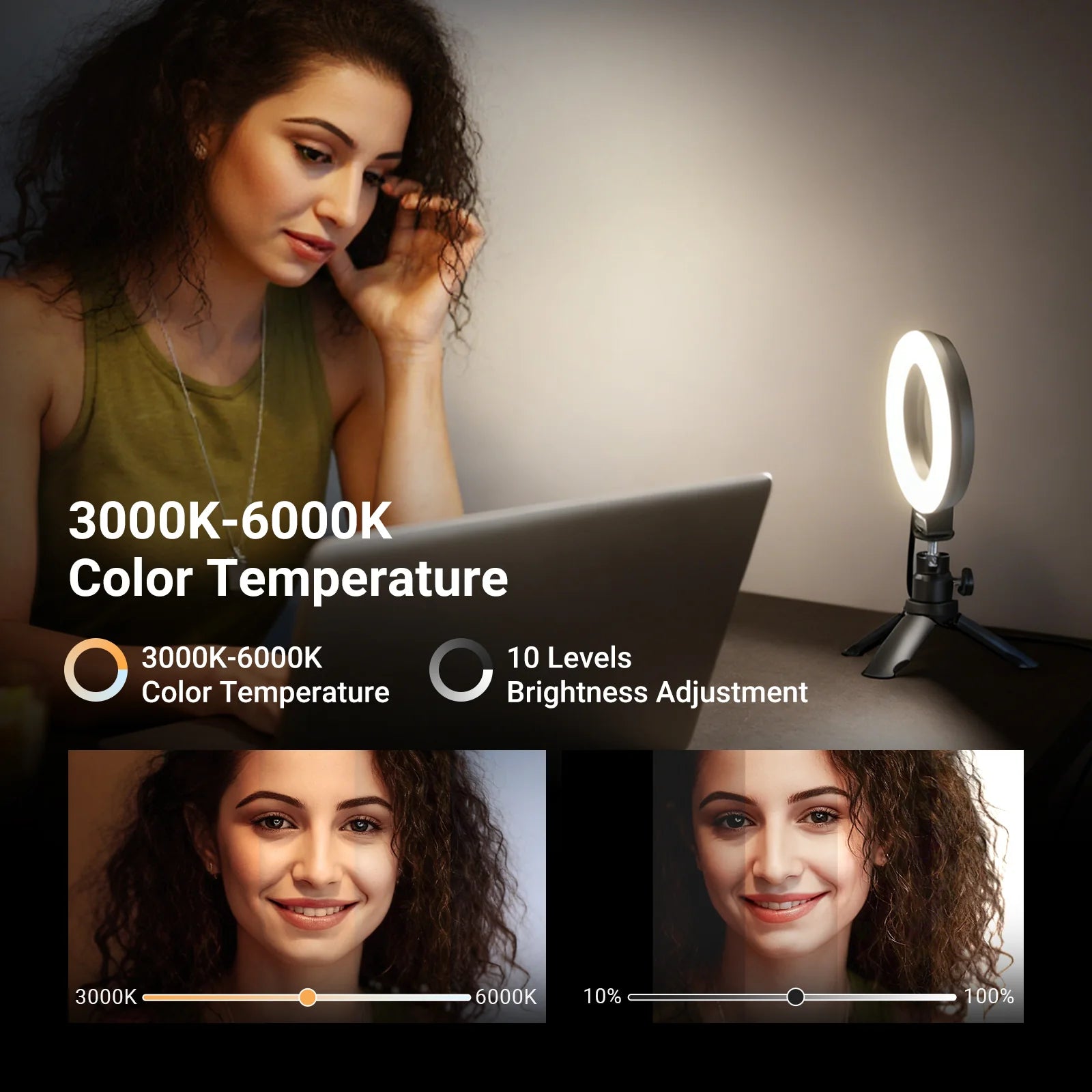 NEEWER BASICS BR60 5" Bi-Color Mini Ring Light + Mini Tripod