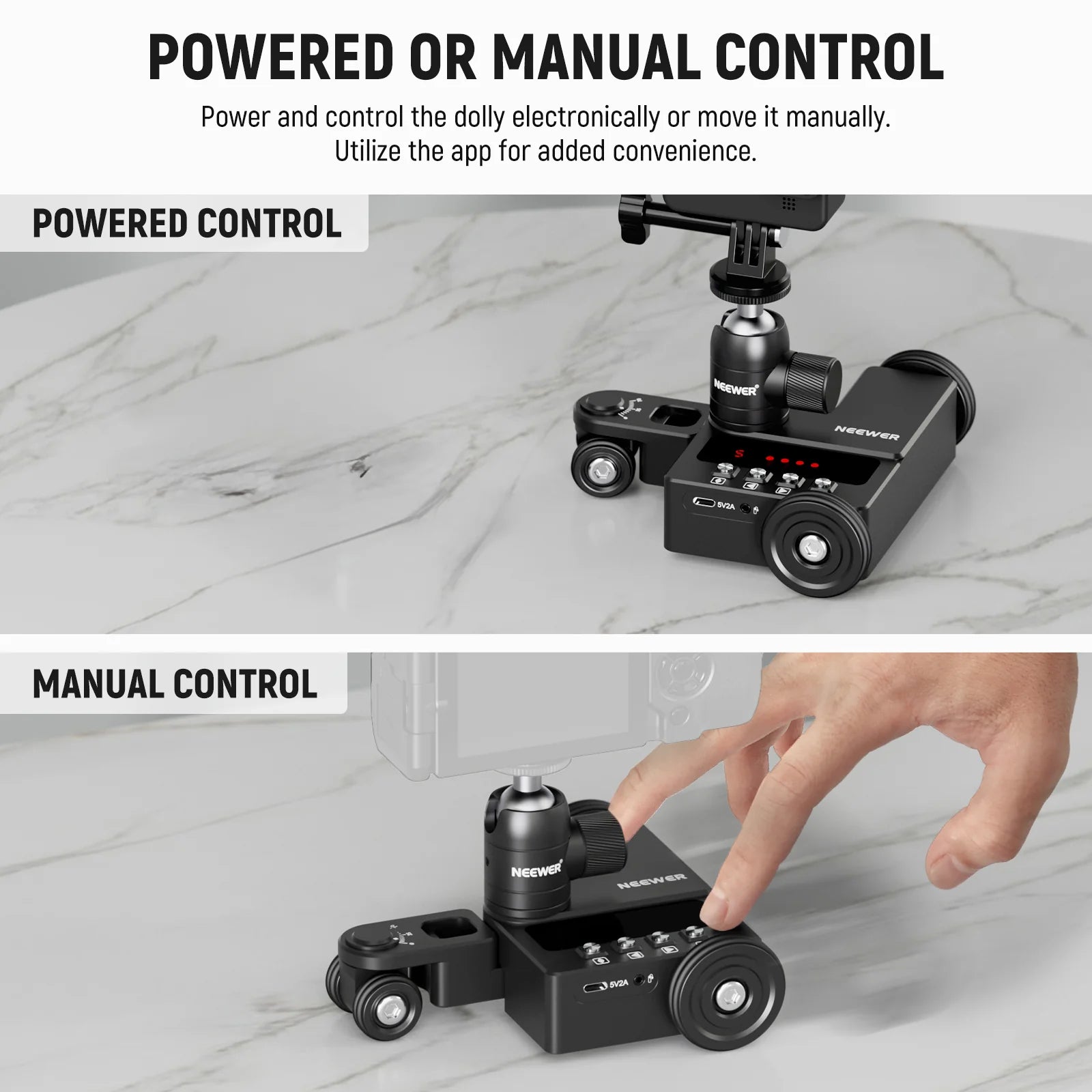 NEEWER Upgraded DL200 Motorized Camera Dolly with App Control