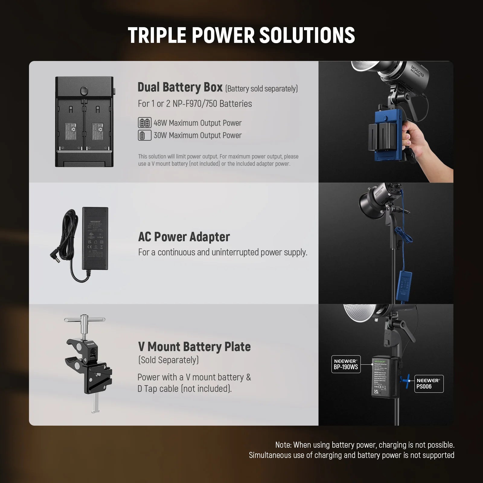 NEEWER MS60B Bi-Color LED Video Light Handheld Spotlight