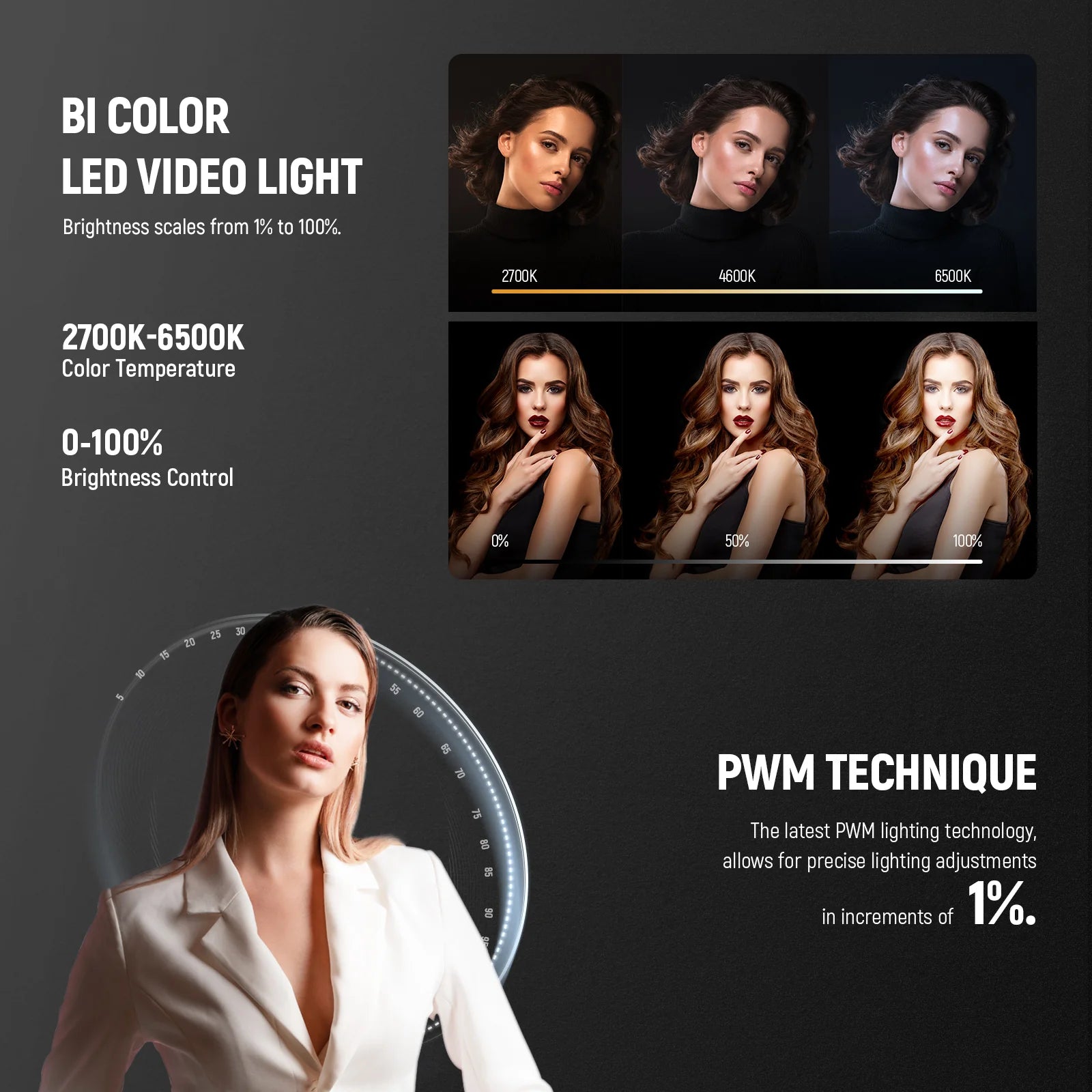 NEEWER MS60B Bi-Color LED Video Light Handheld Spotlight