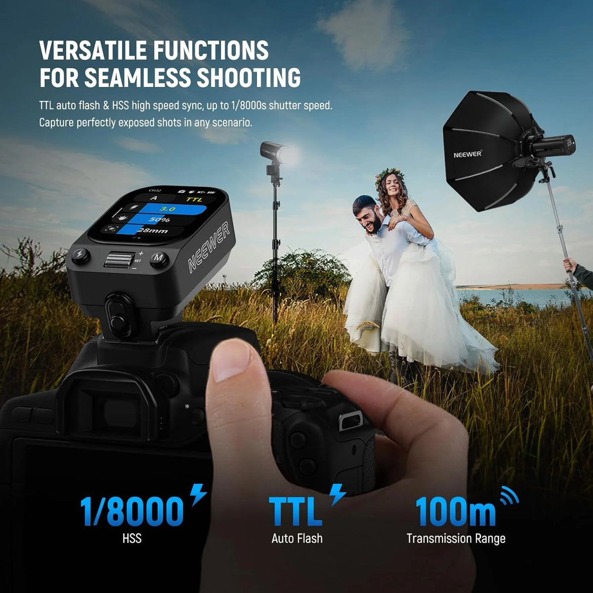 Ttl Trigger Button NEEWER QZ TTL Wireless Flash Trigger Transmitter for Canon/Sony/Nikon ...