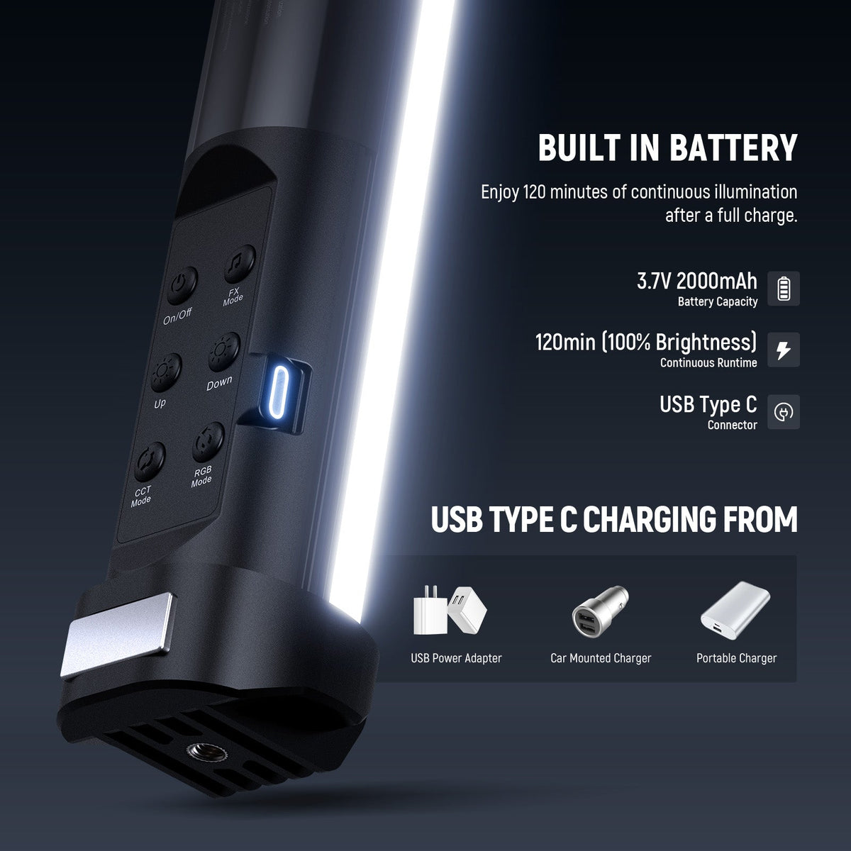 NEEWER BASICS SL30 (30cm - 8W) Magnetic Handheld RGB Light Wand