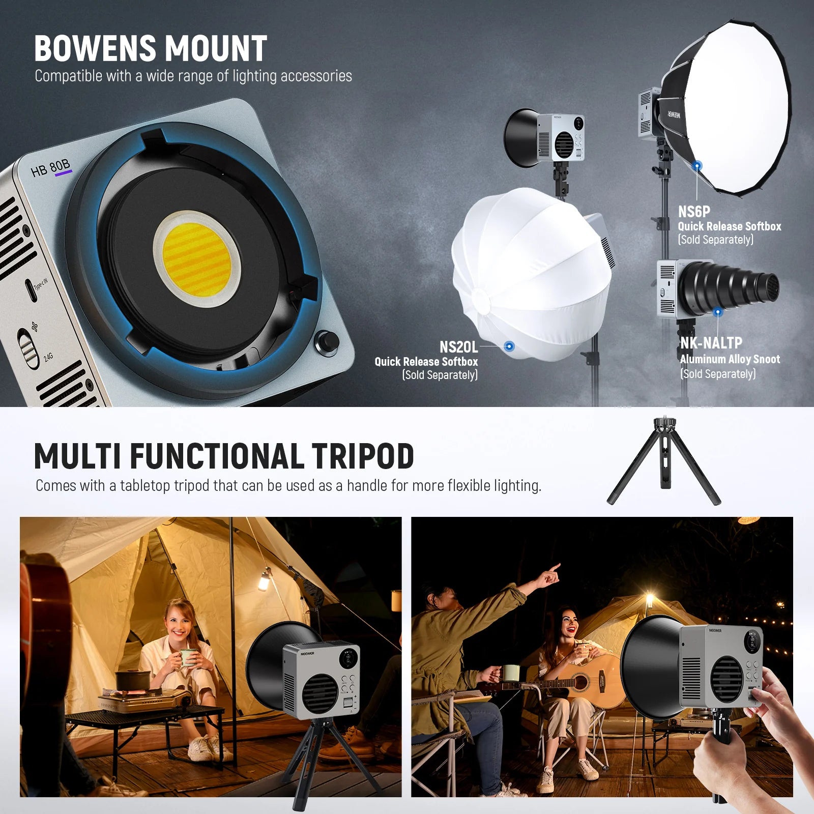 NEEWER HB80B 80W Bi-Color Mini COB LED Video Light
