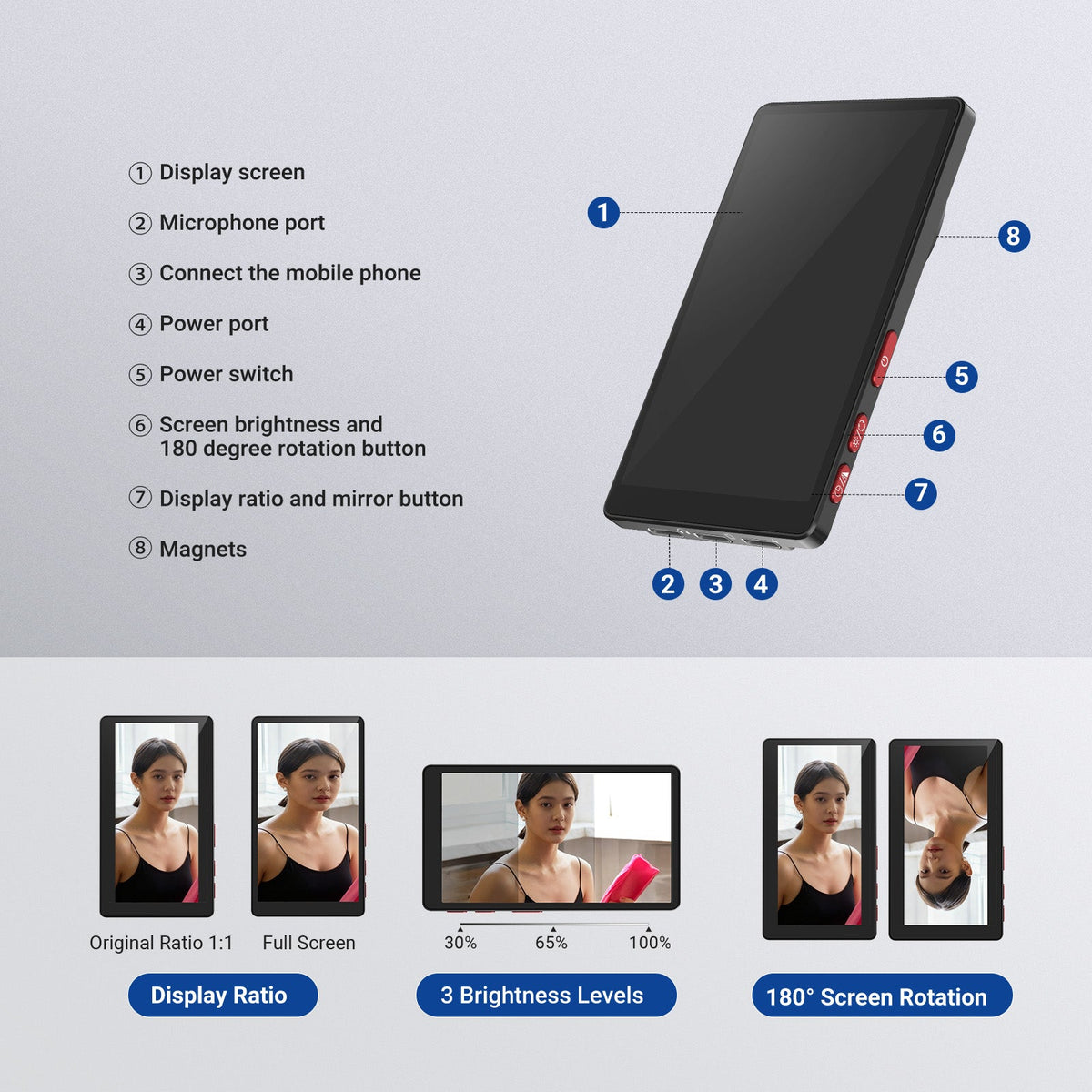 NEEWER BASICS M4U 4" Magnetic Vlog Selfie Monitor Screen for iPhone