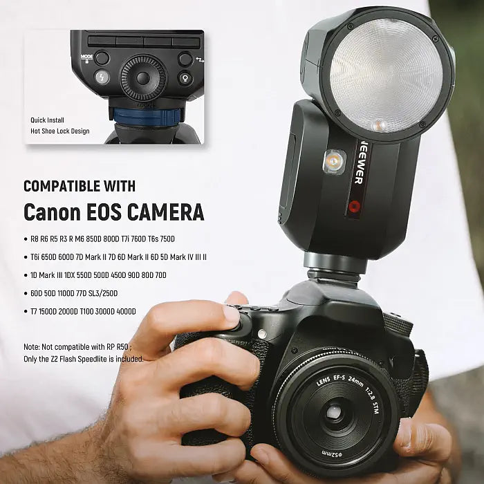 NEEWER Z2-C TTL Round Head Flash Speedlite for Canon