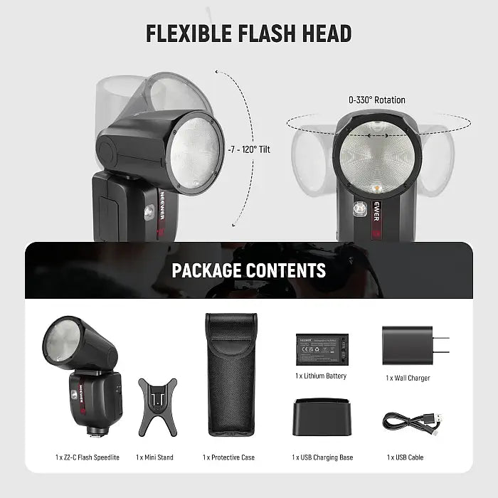 NEEWER Z2-C TTL Round Head Flash Speedlite for Canon