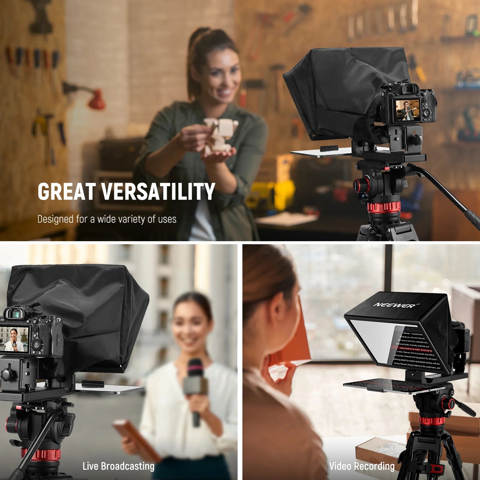 NEEWER BASICS X12B Aluminum Alloy Liftable Teleprompter