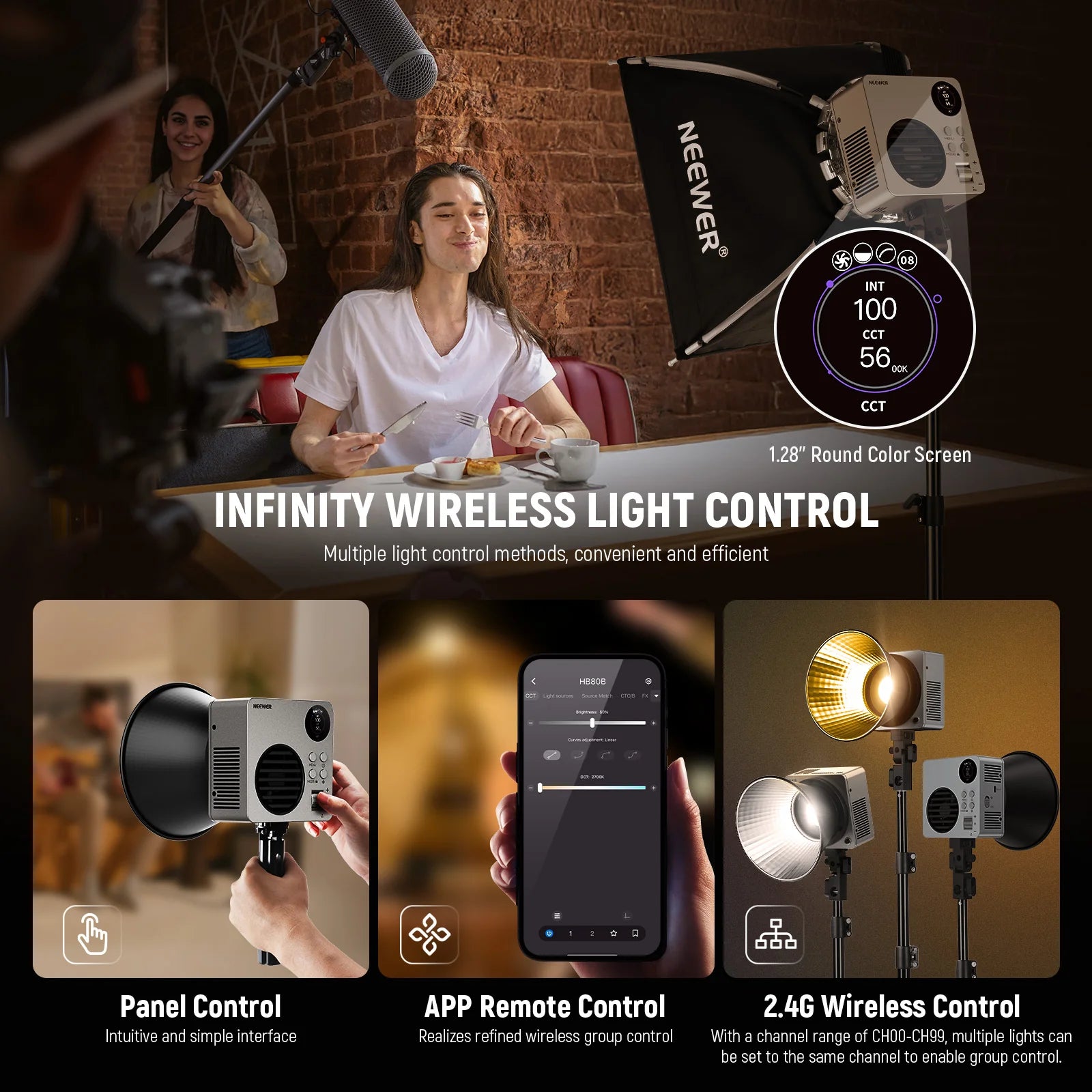 NEEWER HB80B 80W Bi-Color Mini COB LED Video Light