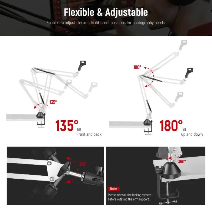 FX Studio Adjustable Microphone Stand with Table Clamp