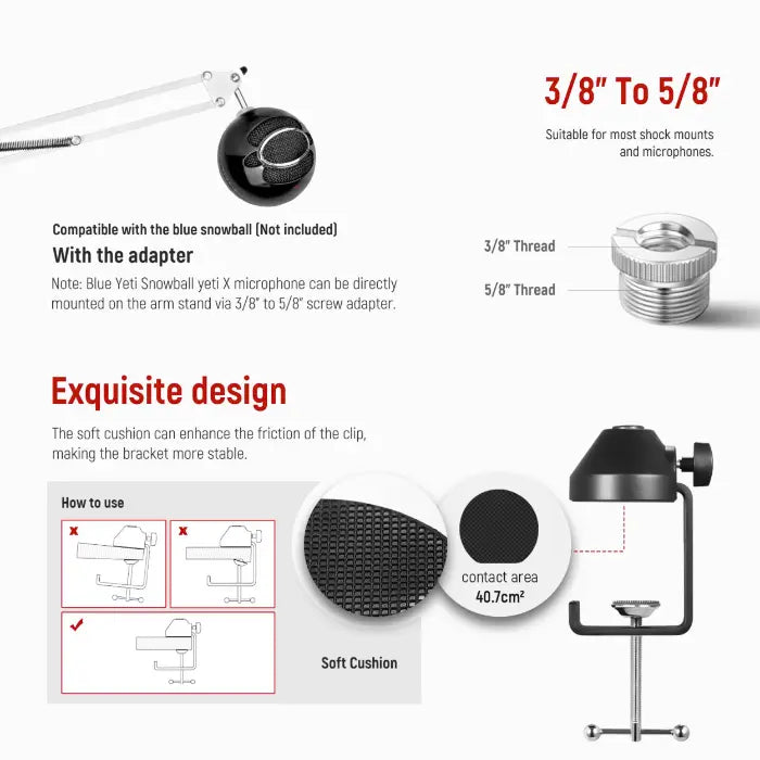 FX Studio Adjustable Microphone Stand with Table Clamp