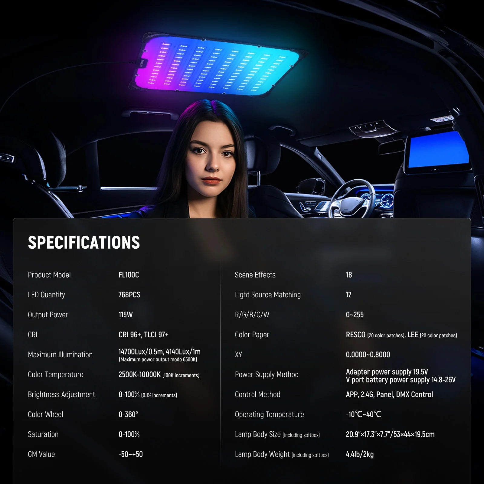 NEEWER FL100C 115W Flexible DMX Control LED RGB Video Light Kit