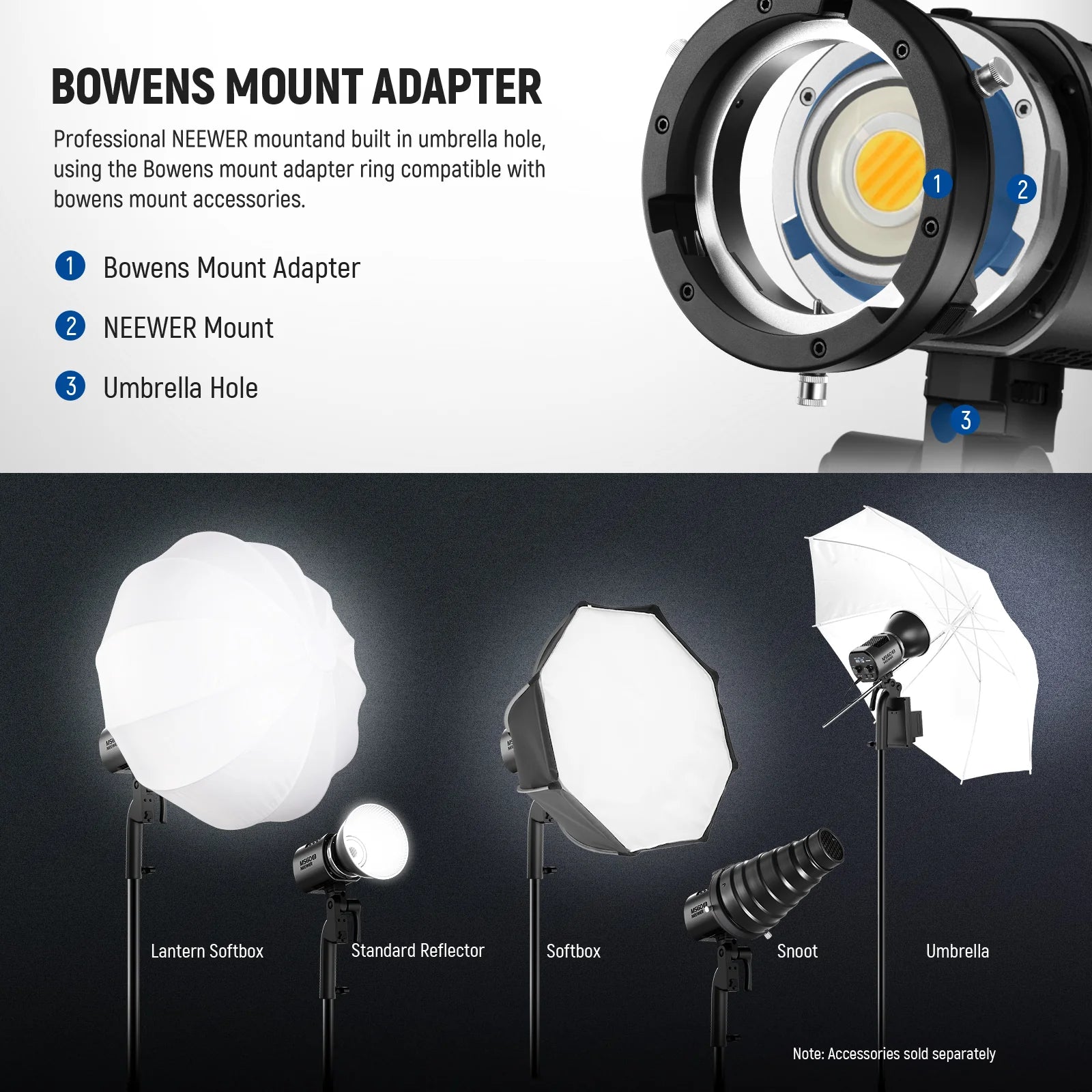 NEEWER MS60B Bi-Color LED Video Light Handheld Spotlight