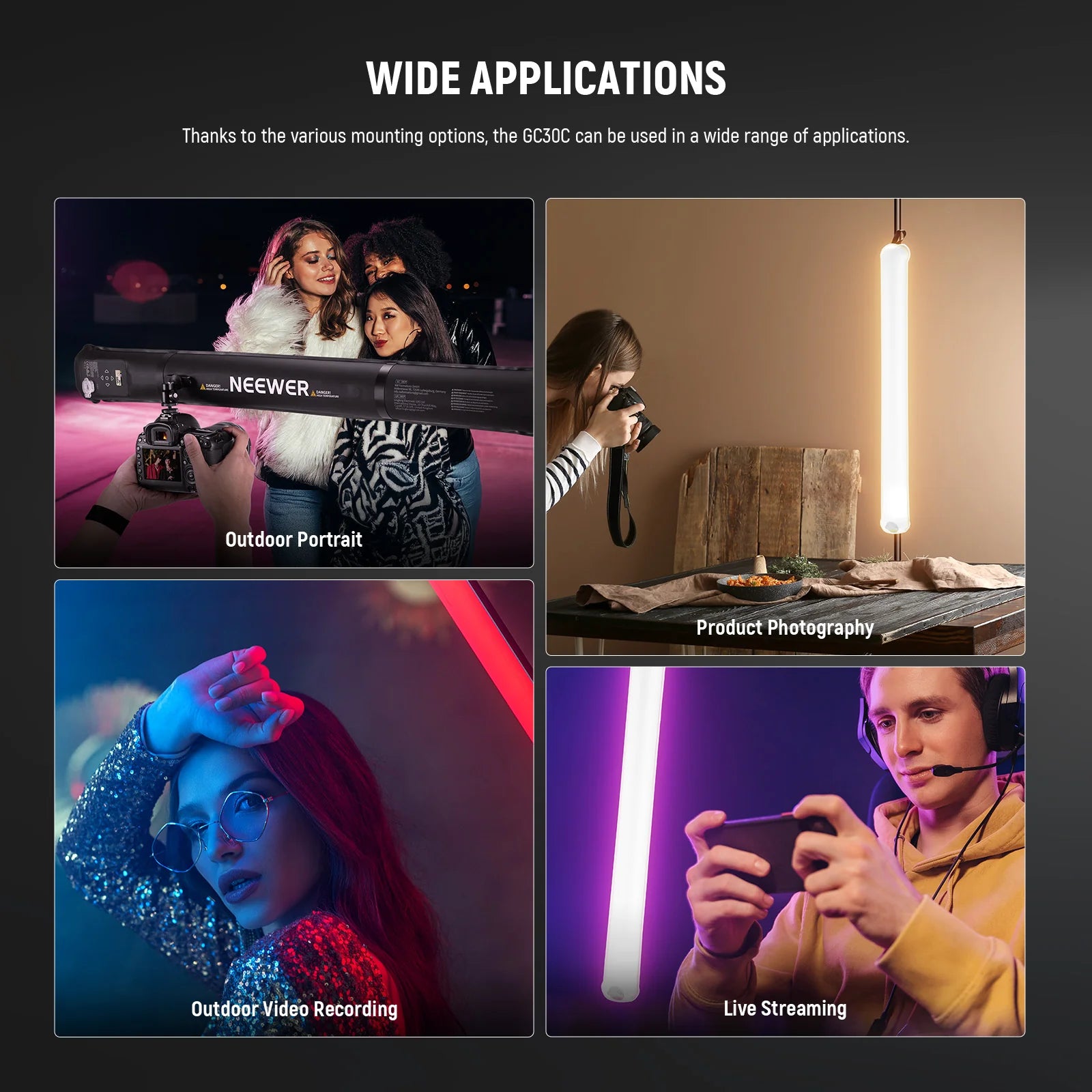 NEEWER BASICS GC30C 30W RGB Handheld Inflatable LED Fill Light