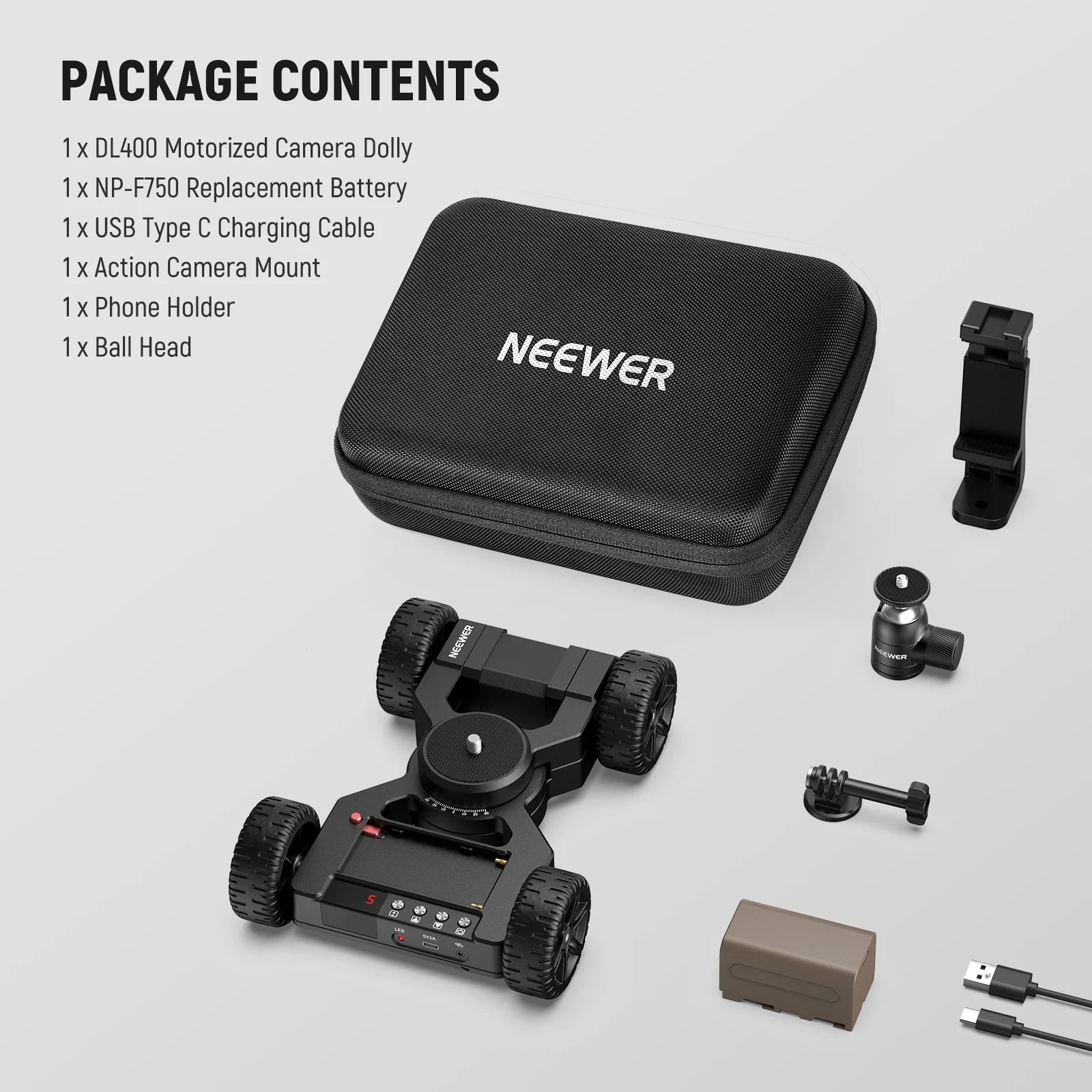 NEEWER DL400 Upgraded Motorized Camera Slider Dolly with App Control