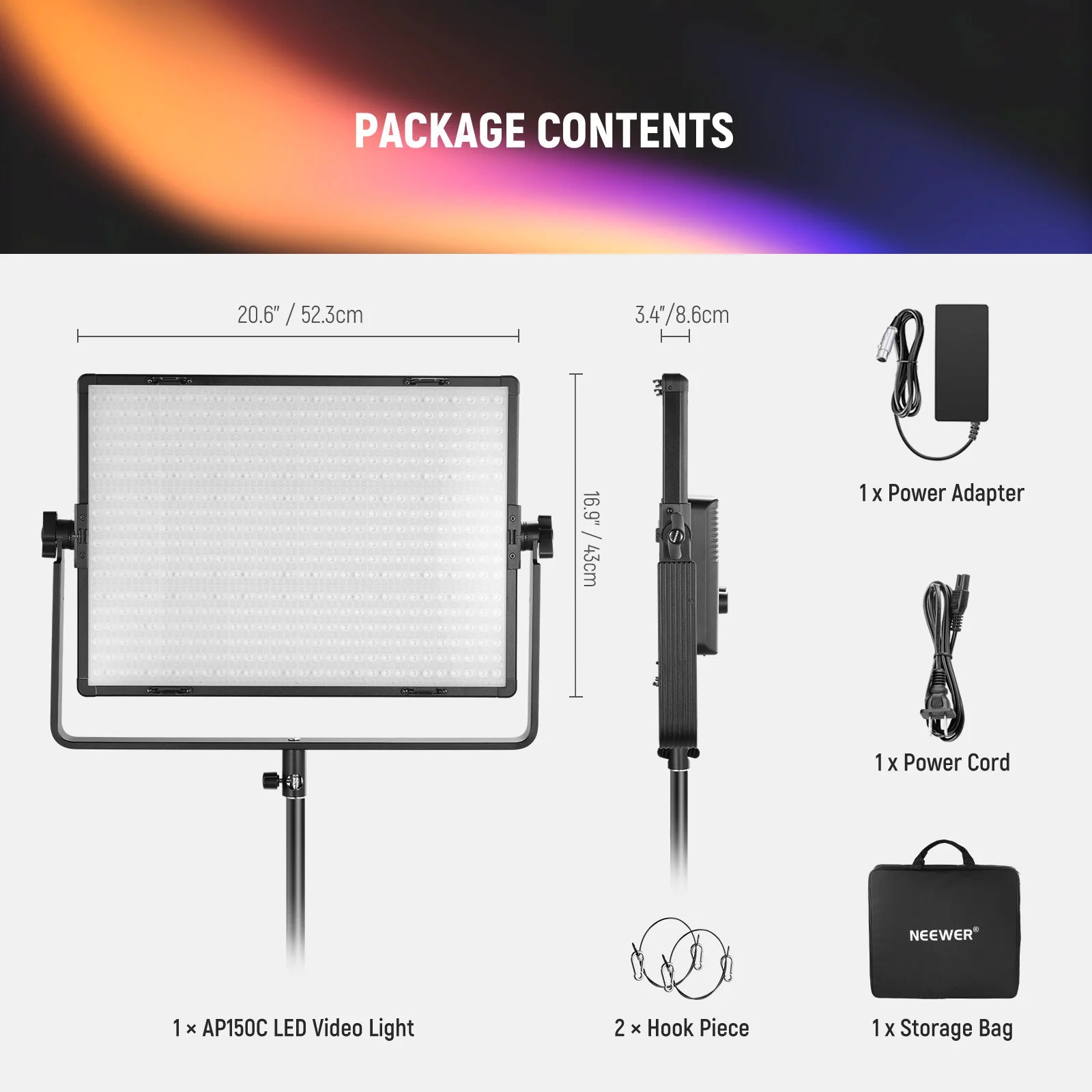 NEEWER AP150C 150W RGB LED Panel Video Light Kit