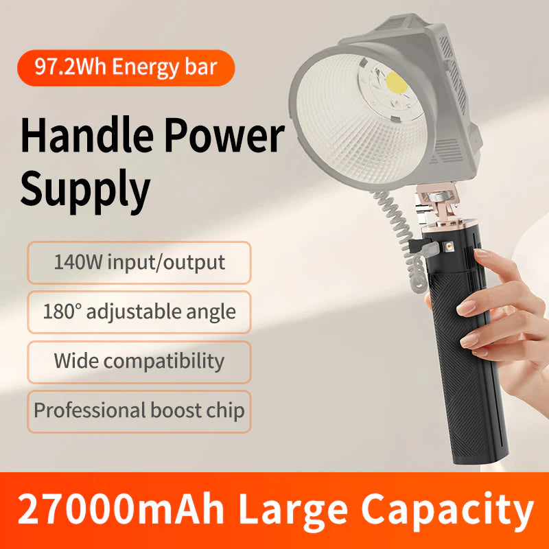 MAMEN 140W Battery Power Indicator Photography Fill Light Grip Handle