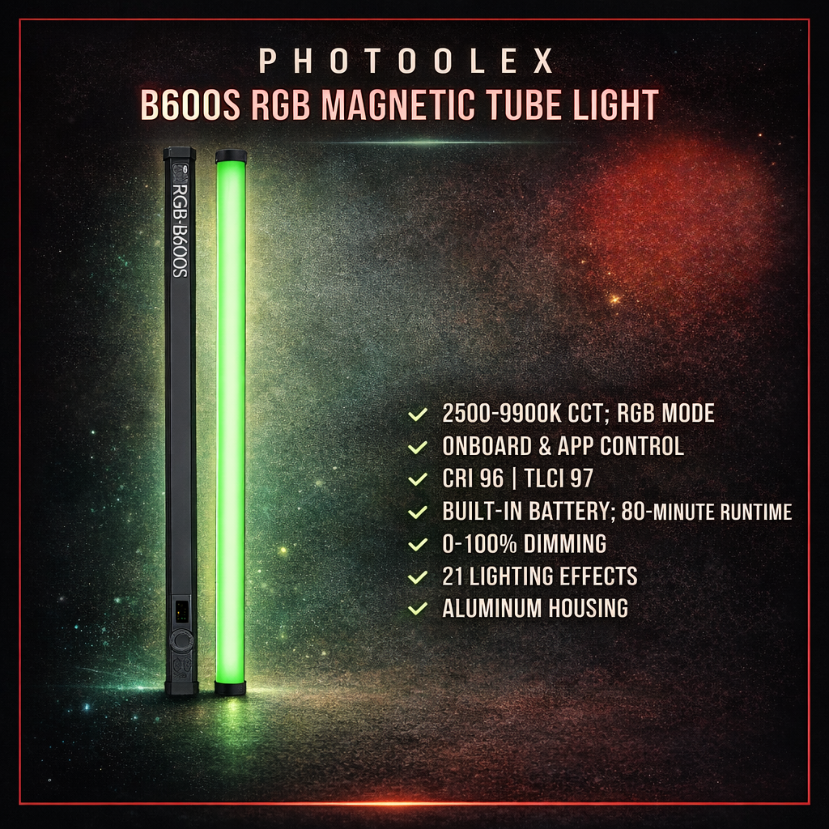 PHOTOOLEX B600S RGB Magnetic Tube Light