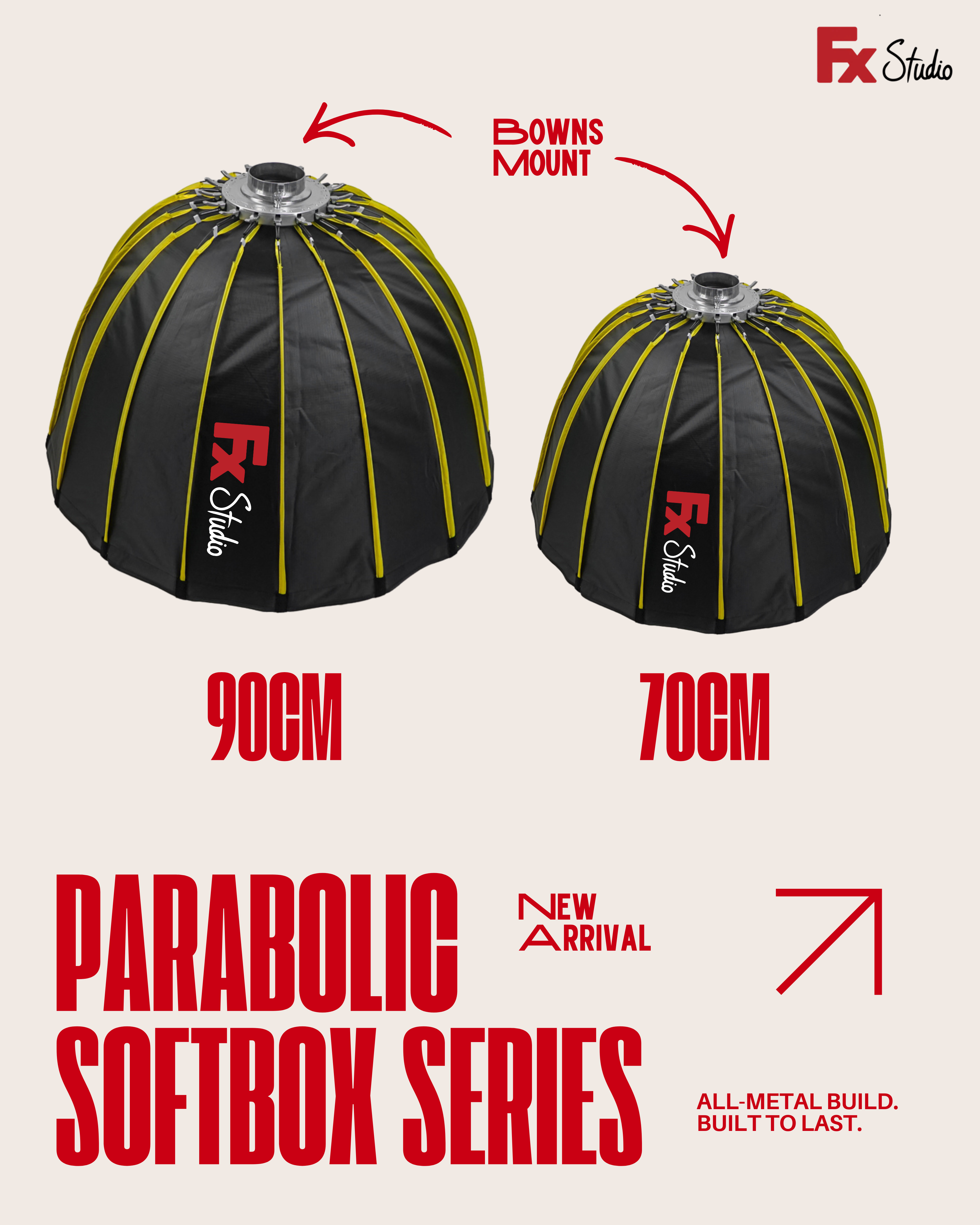 Fx Studio 90cm Deep Parabolic Softbox with Grid (Bowens Mount)