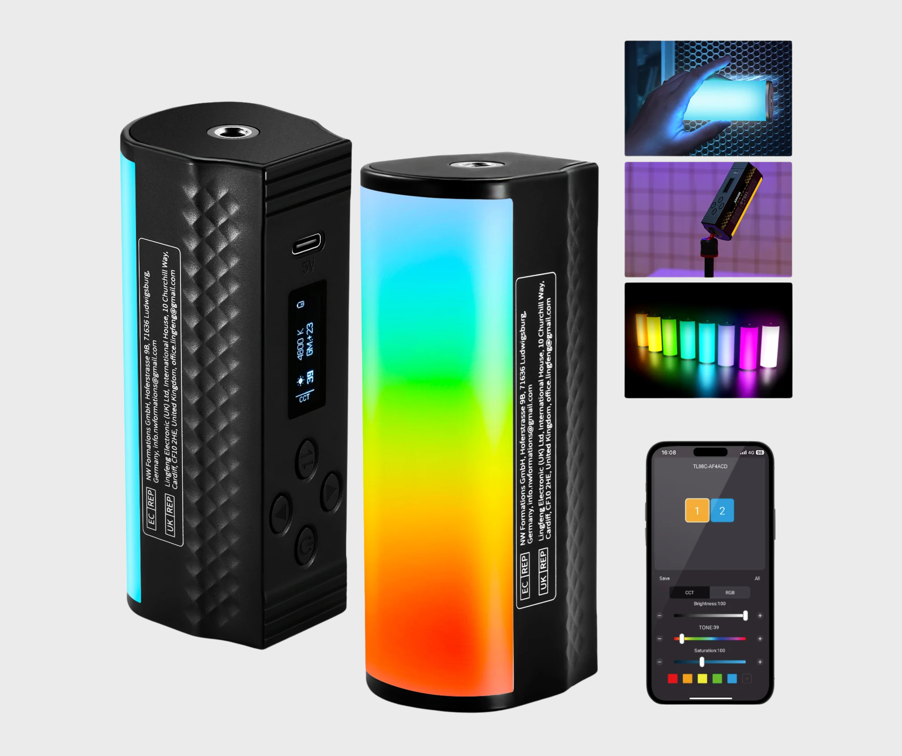 NEEWER TL98C Magnetic Handheld Light Wand with APP/DMX Control