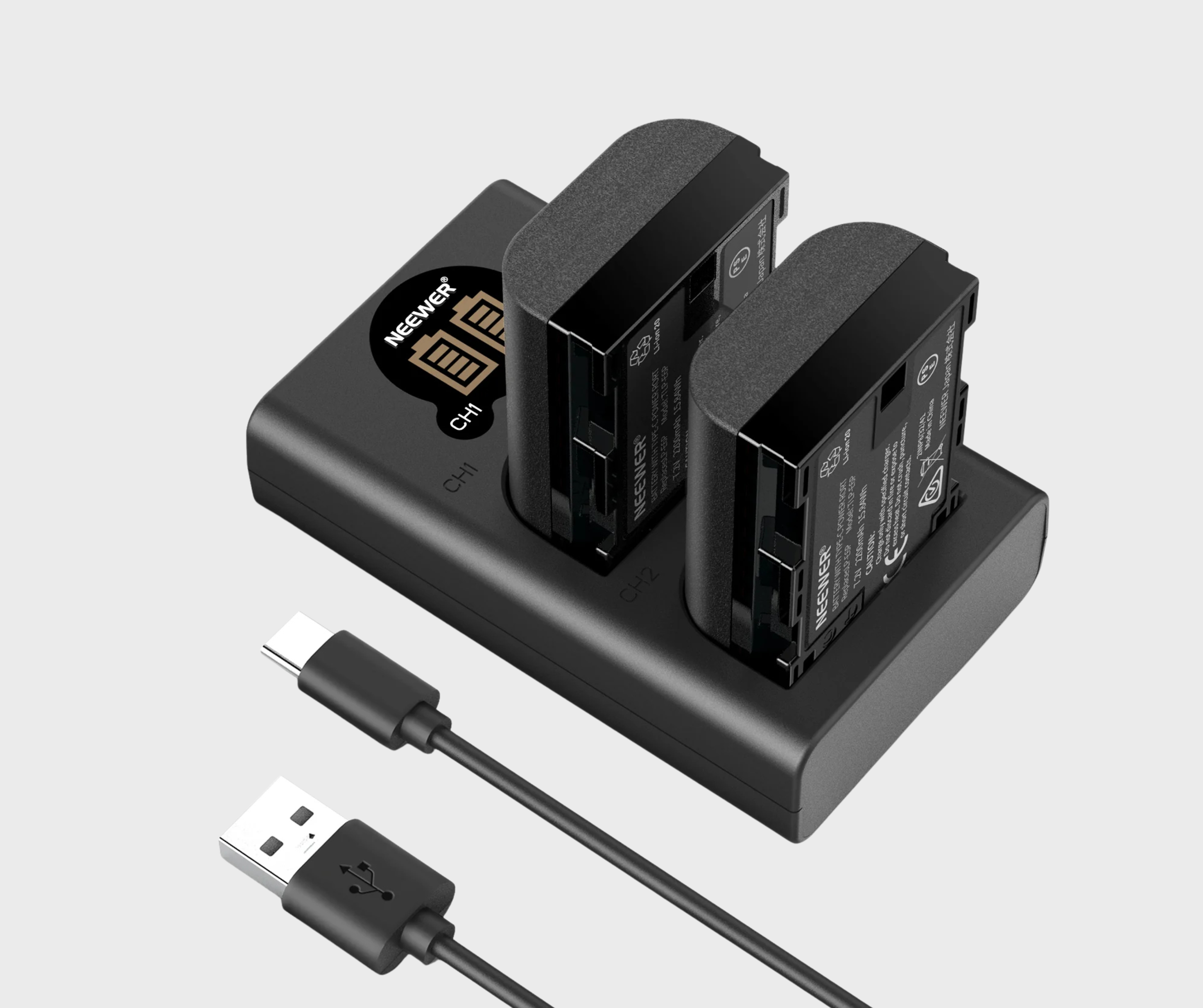 NEEWER 2 Pack 2200mAh LP-E6P Replacement Battery & Charging Set For Canon EOS