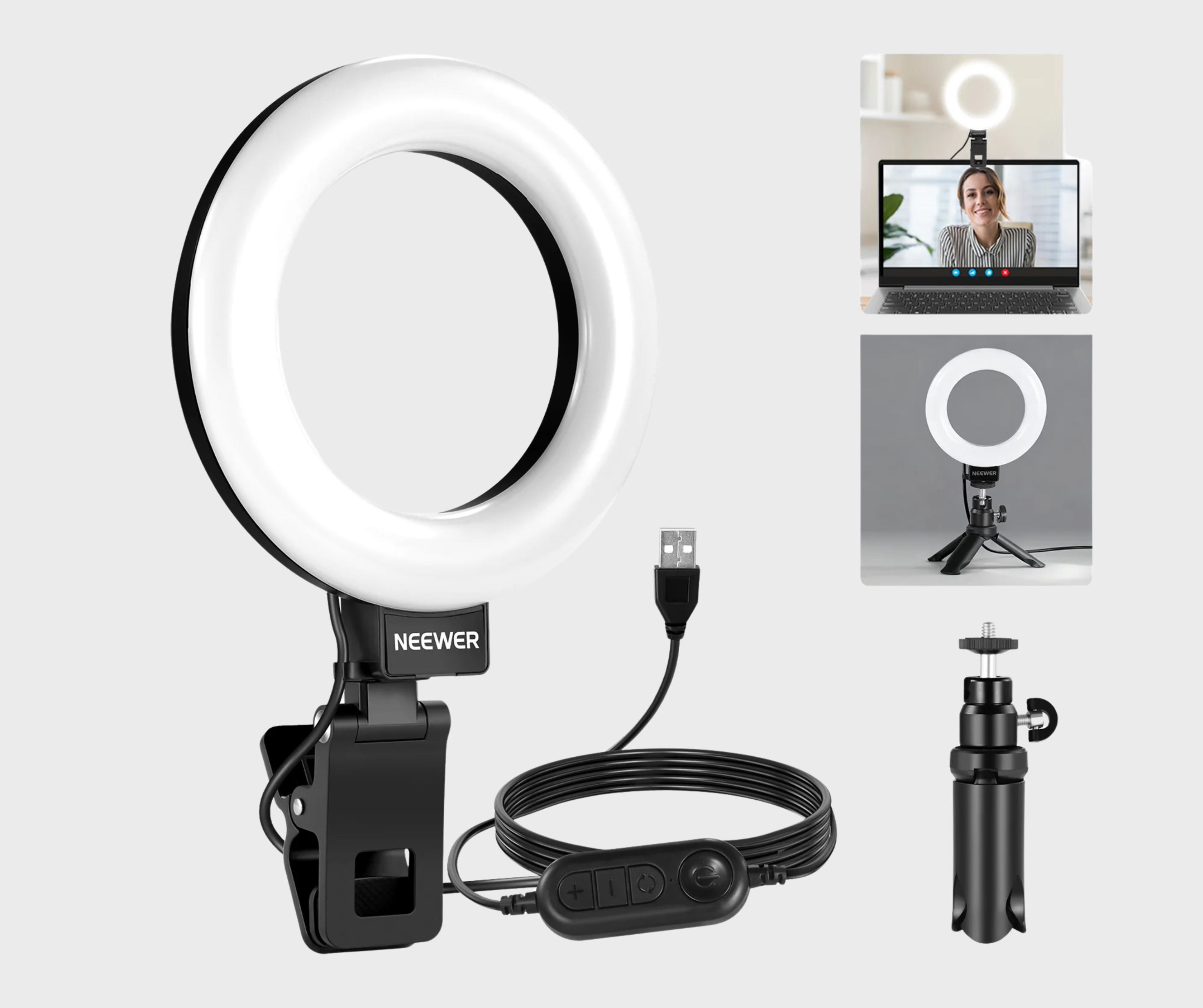 NEEWER BASICS BR60 5" Bi-Color Mini Ring Light + Mini Tripod