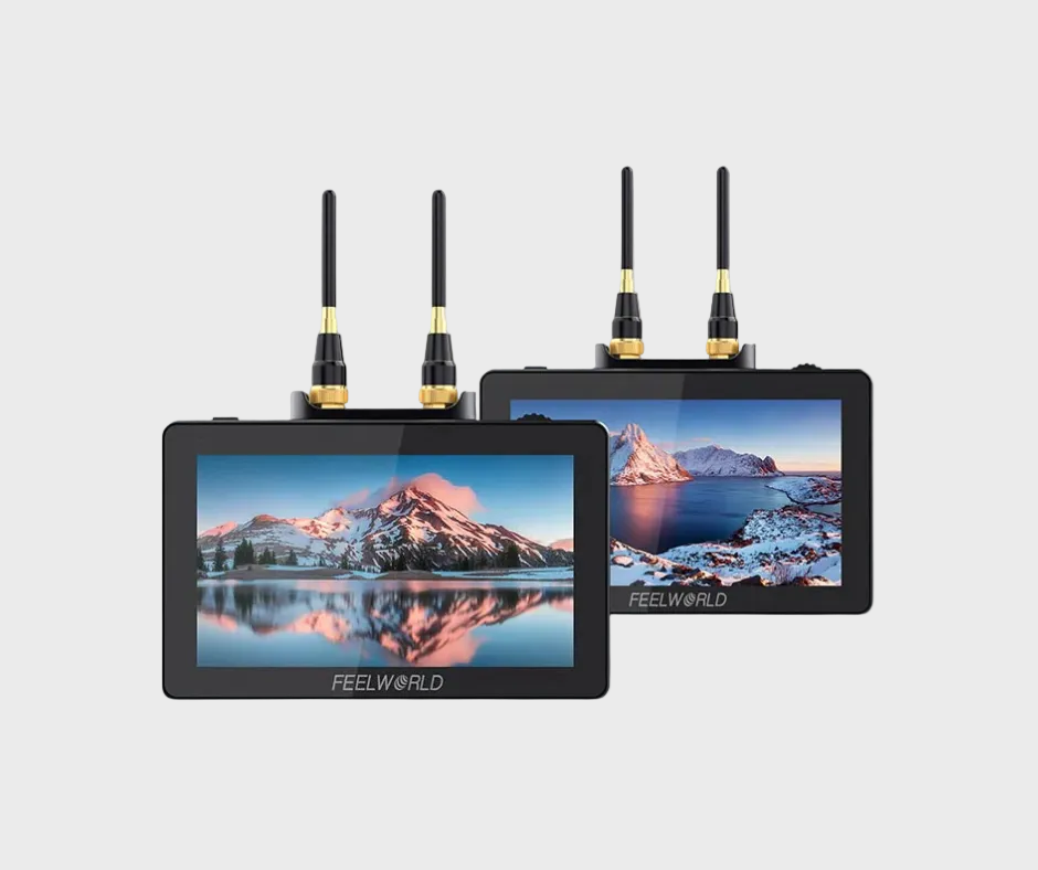 FeelWorld Two 5.5 inch On-Camera Monitors with Wireless Transmitter & Receiver System FR6+FT6