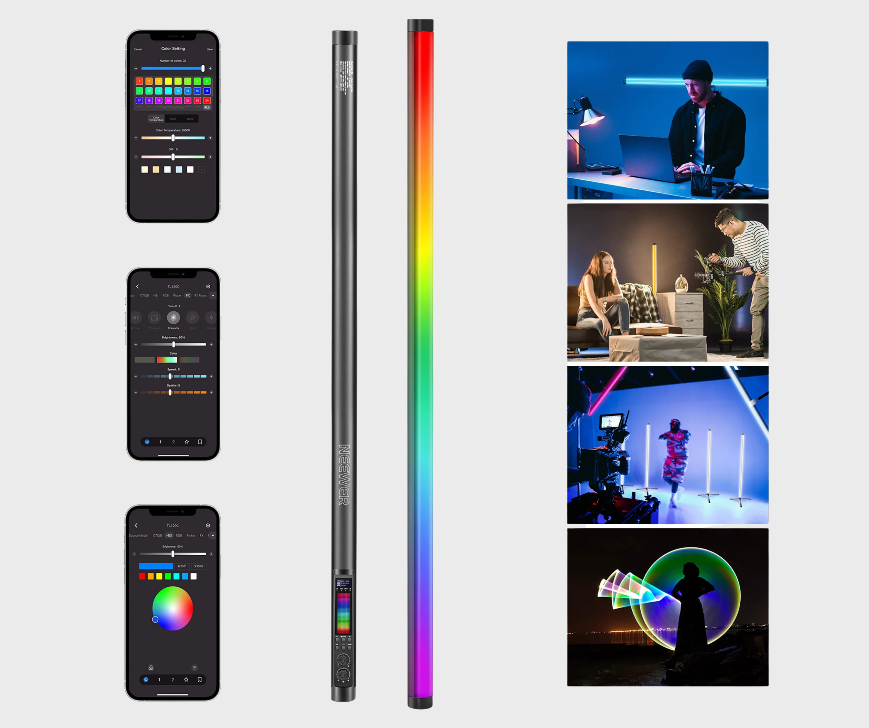 NEEWER TL120C 42W RGB Tube Light with APP/2.4G/DMX Control