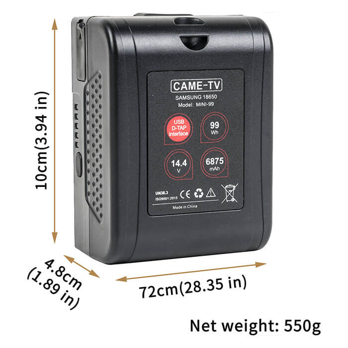 CAME-TV Mini 99 Lightweight V-Mount Battery