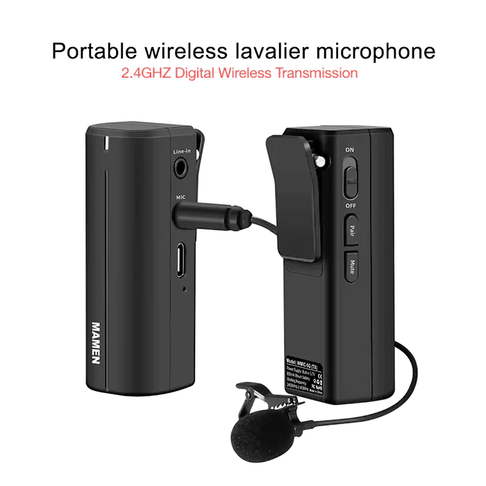 Mamen 2.4G wireless Lavalier Microphone Kit VMIC-5G 2