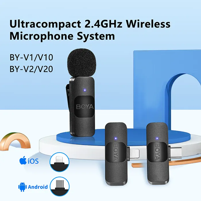 BOYA BY-V2 Ultracompact Wireless Microphone System for iOS Devices (2.4 GHz) 1